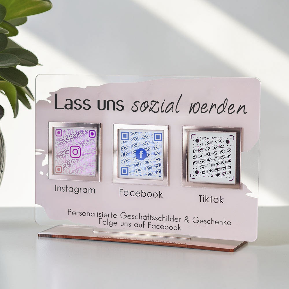 Personalized Instagram Facebook Tiktok Multi Social QR Code Sign For Pup Up Shop