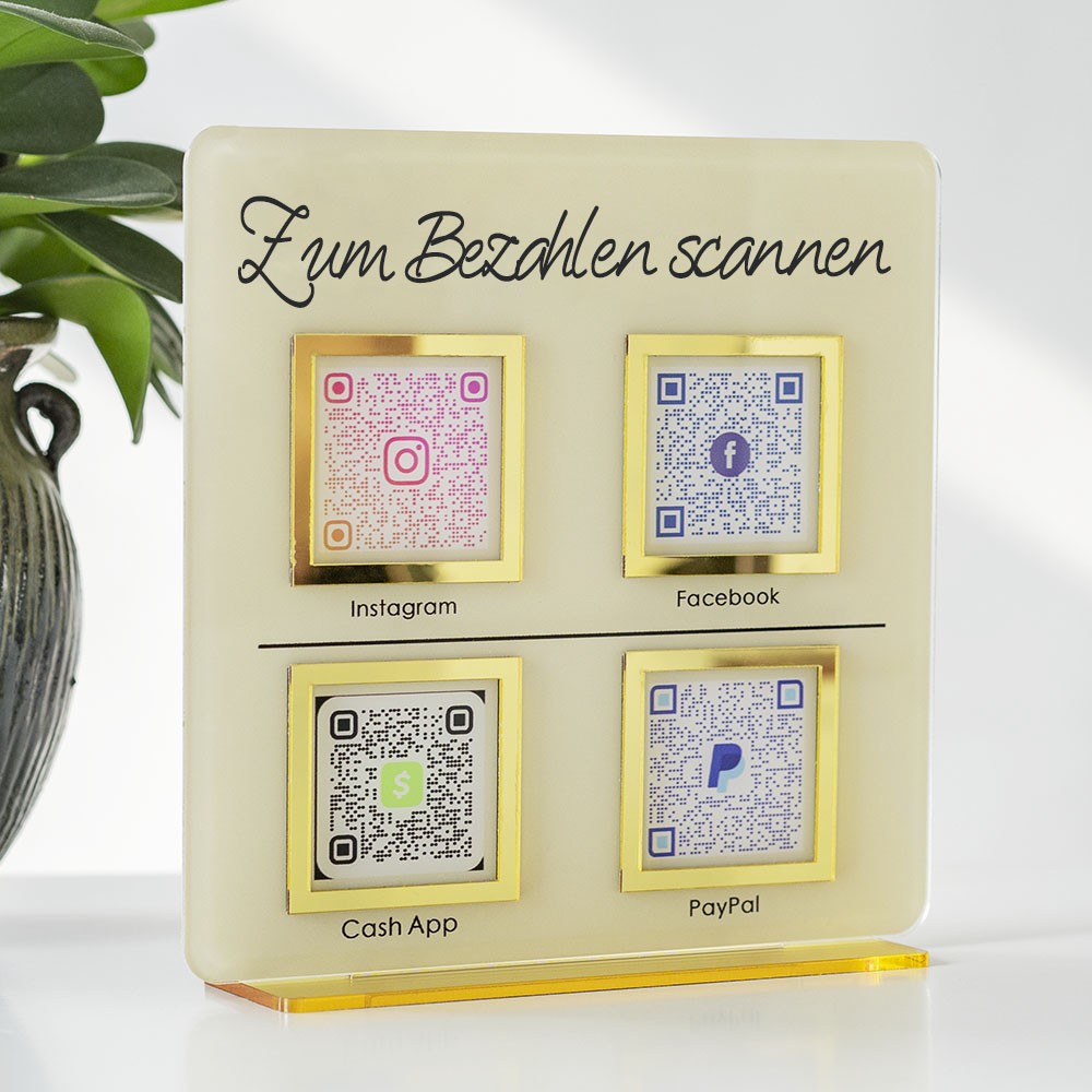 Personalized 4 QR Code Sign Business Payment & Social Media Sign