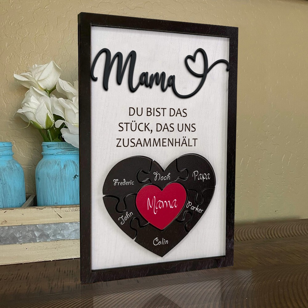 Mama Du bist das Stück, das uns zusammenhält Personalisiertes Mama Puzzle Zeichen Geschenk für Mama