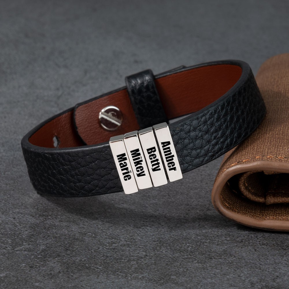Herrenarmband mit personalisierten Namensperlen, Weihnachts- und Geburtstagsgeschenk für Vater, Ehemann, Freund