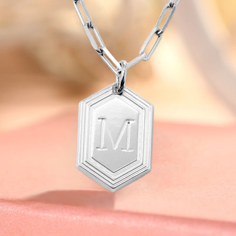 Silber personalisierte gravierte Initial Anhänger Gliederkette Halskette Layering Charms Geschenk für Sie