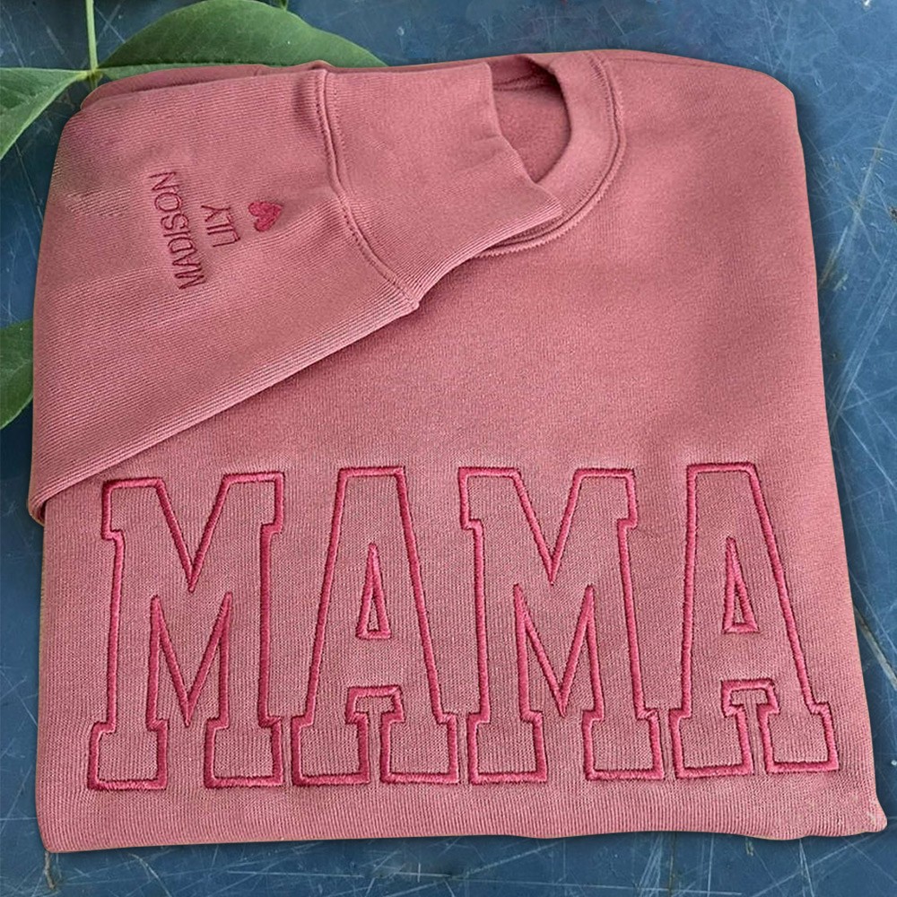 Individuell Bestickt Mama Sweatshirt Hoodie mit Kindernamen für Muttertag Geschenkideen