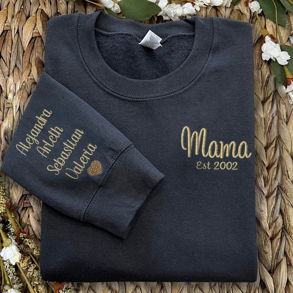 Benutzerdefinierte Mama bestickt Sweatshirt Hoodie mit Kindernamen für Muttertag Geschenkideen