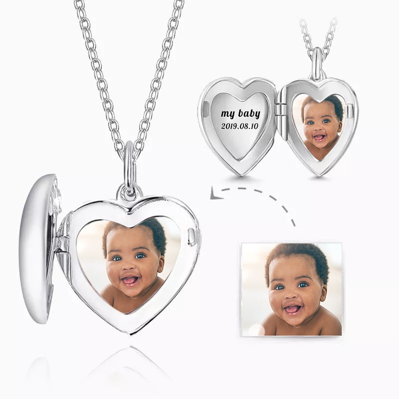 Personalisierte gravierte Foto Medaillon Halskette für Mama Papa Geschenke