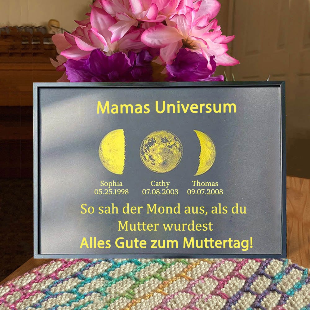 Individueller Mama's Universum Mondphase Rahmen mit Kindernamen für Muttertag Geschenk