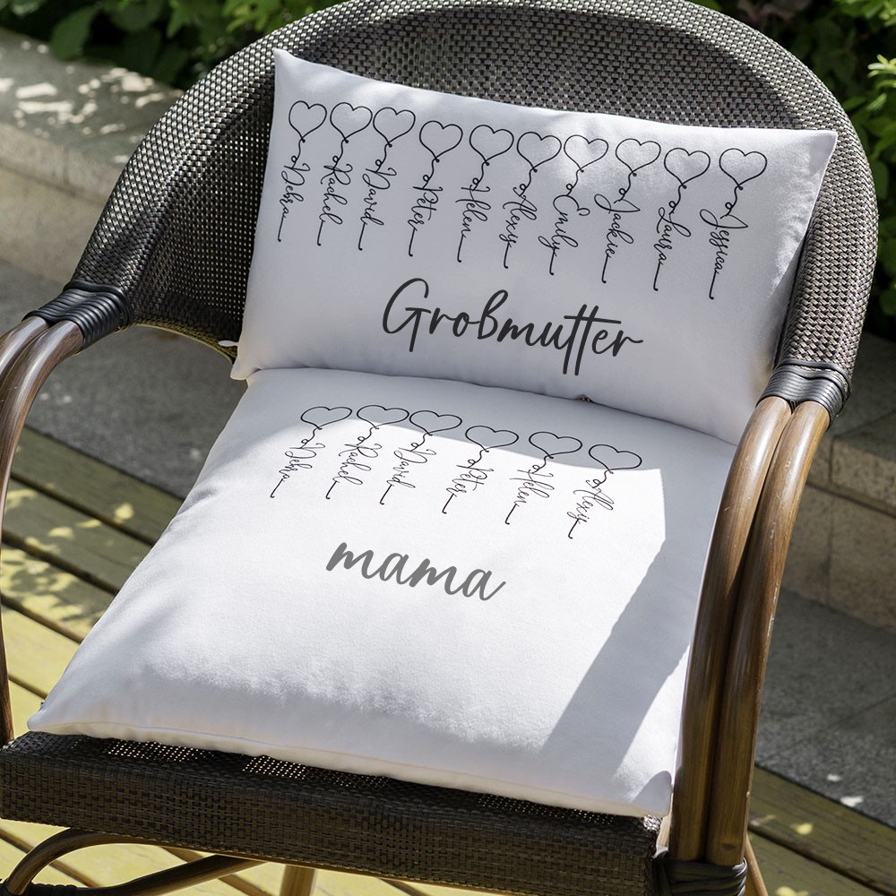 Personalisierte Familienkissen Gravur 1-16 Namen für Mama Geschenk