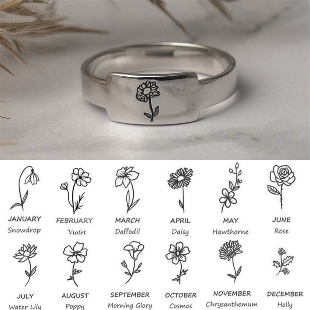 Personalisiertes Familiengeburts-Blumen-Monats-Ring-Geschenk für Sie