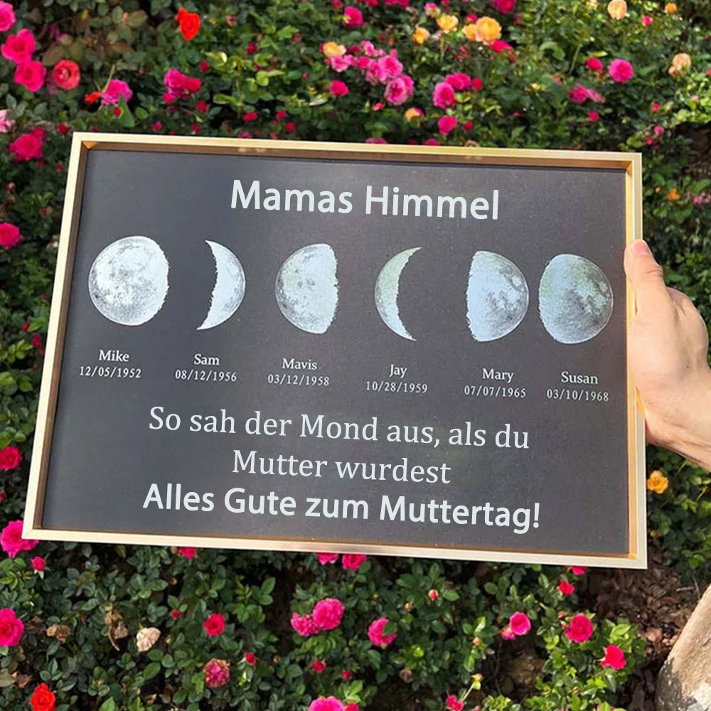 Personalisierte Mama's Sky Mondphase Druck Rahmen mit Kindernamen einzigartige Muttertag Geschenke