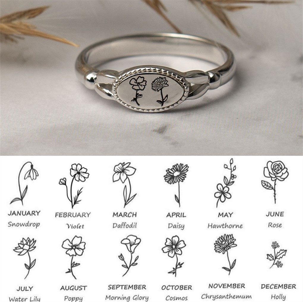 Personalisiertes Familiengeburts-Blumen-Monats-Ring-Geschenk für Sie