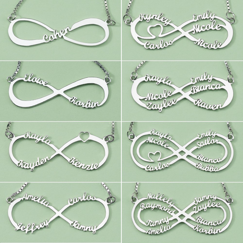 Personalisierte Infinity Namenskette mit 1-8 Namen