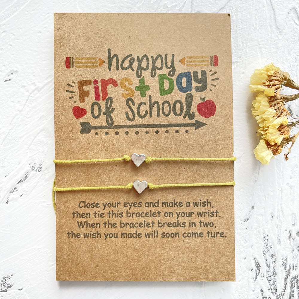 Back to School Armband Erster Schultag Herzwunsch Geschenk für Kinder 2er Set