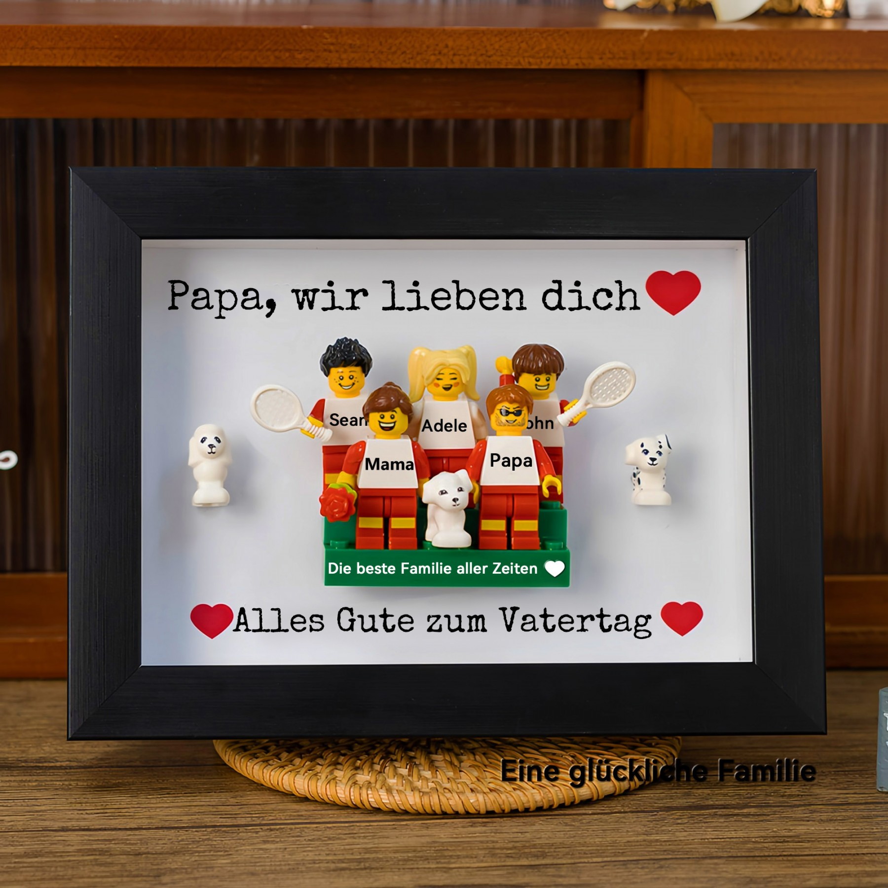 Personalisierte Kleine Figur mit Rahmen und Ziegelstein für Papa Vatertag Geschenk