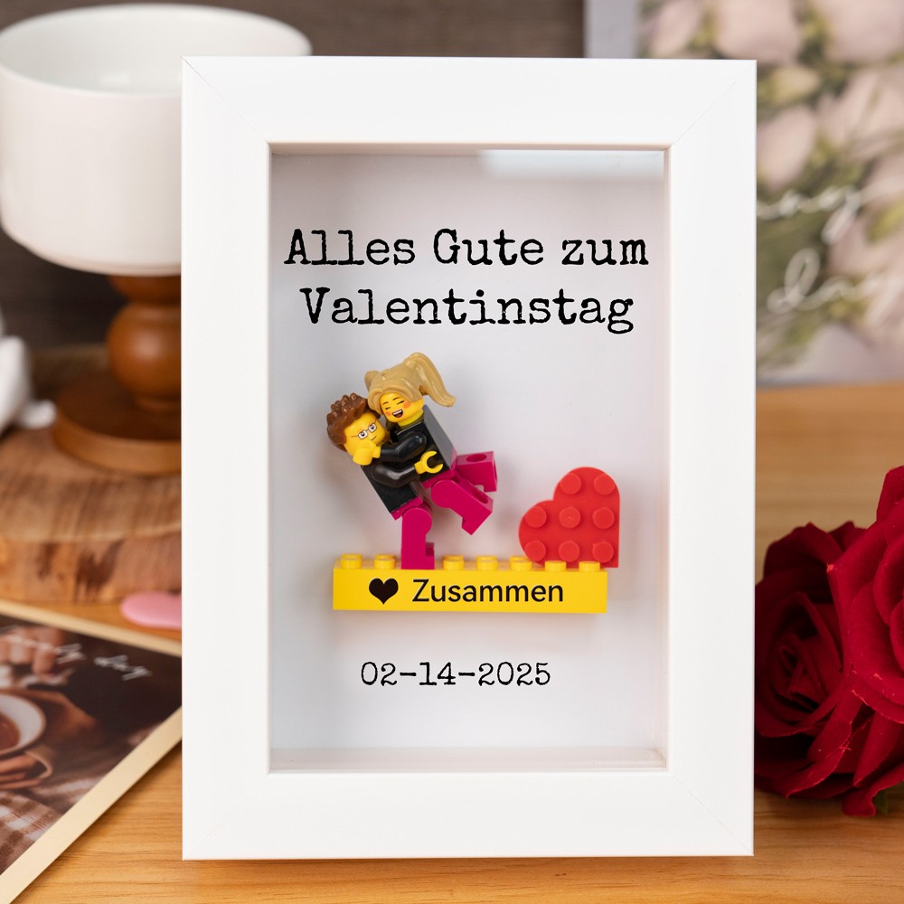 Personalisierte Figur mit Rahmen für Paar Valentinstag Geschenk