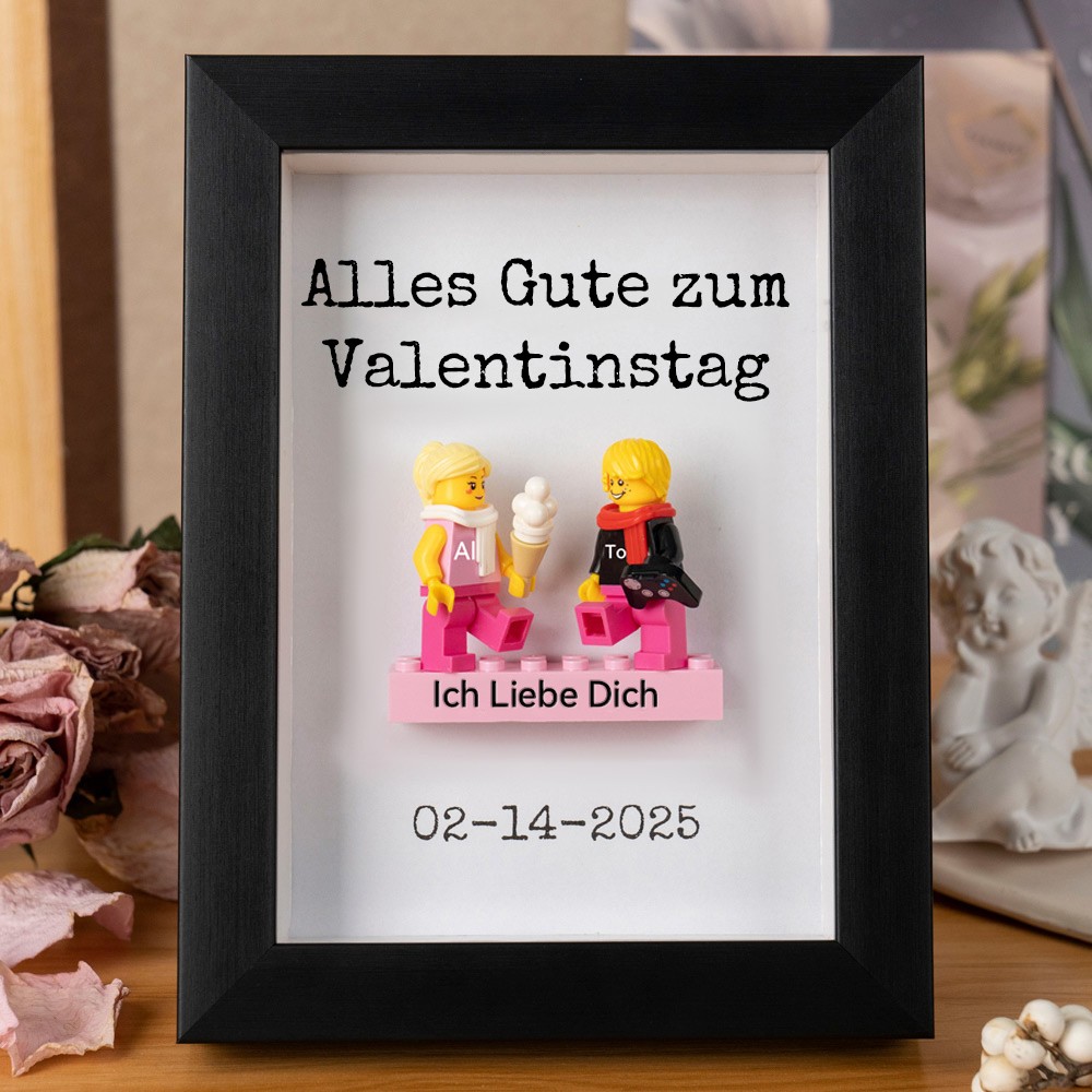 Personalisierte Figur mit Rahmen für Paar Valentinstag Geschenk