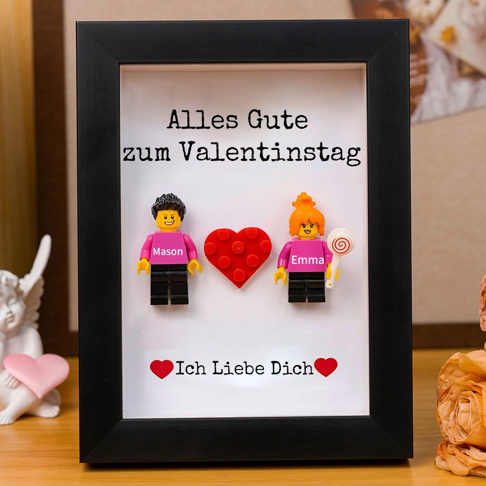 Personalisierte Figur mit Rahmen für Paar Valentinstagsgeschenk
