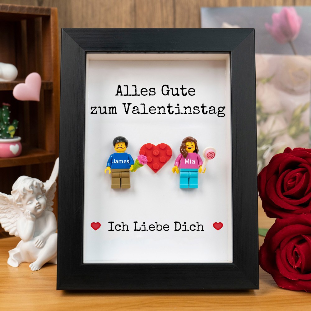 Personalisierte Figur mit Rahmen für Paar Valentinstag Geschenk