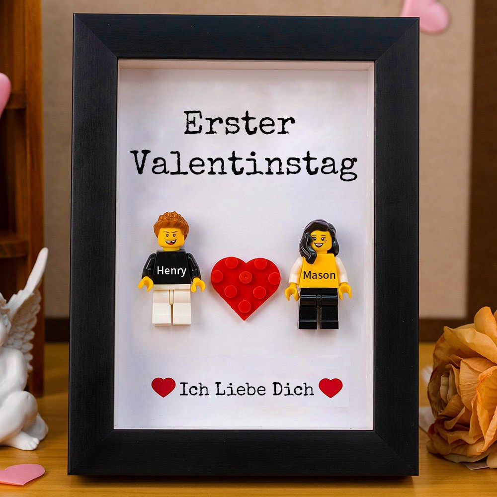 Personalisierte Figur mit Rahmen für Paar Valentinstag Geschenk