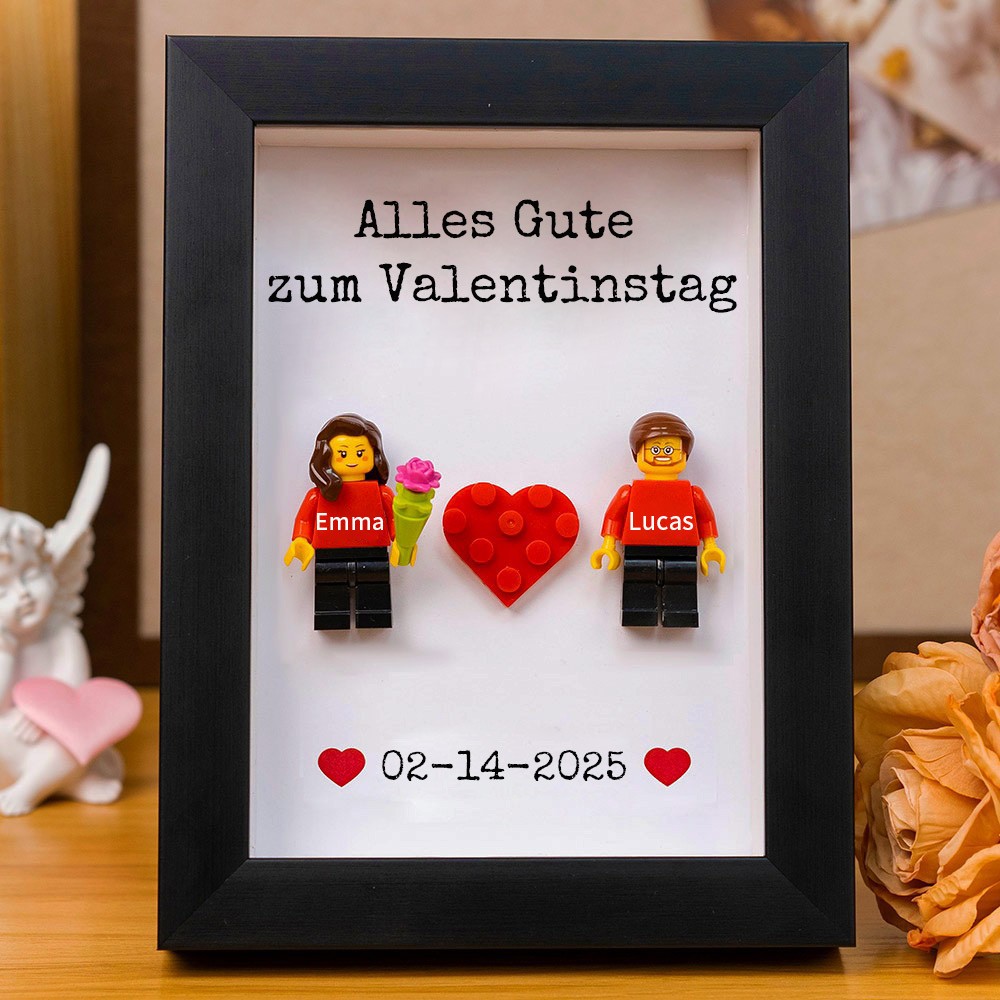 Personalisierte Figur mit Rahmen für Paar Valentinstag Geschenk