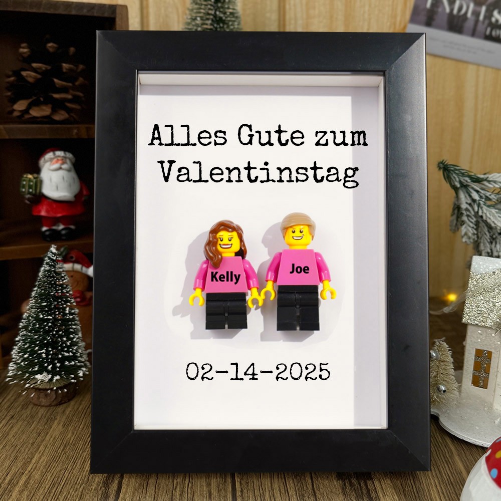 Personalisierte Figur mit Rahmen für Paar Valentinstag Geschenk