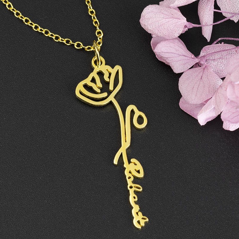 Personalisierte Blumennamenskette mit Geburtsblumengeschenk für Sie