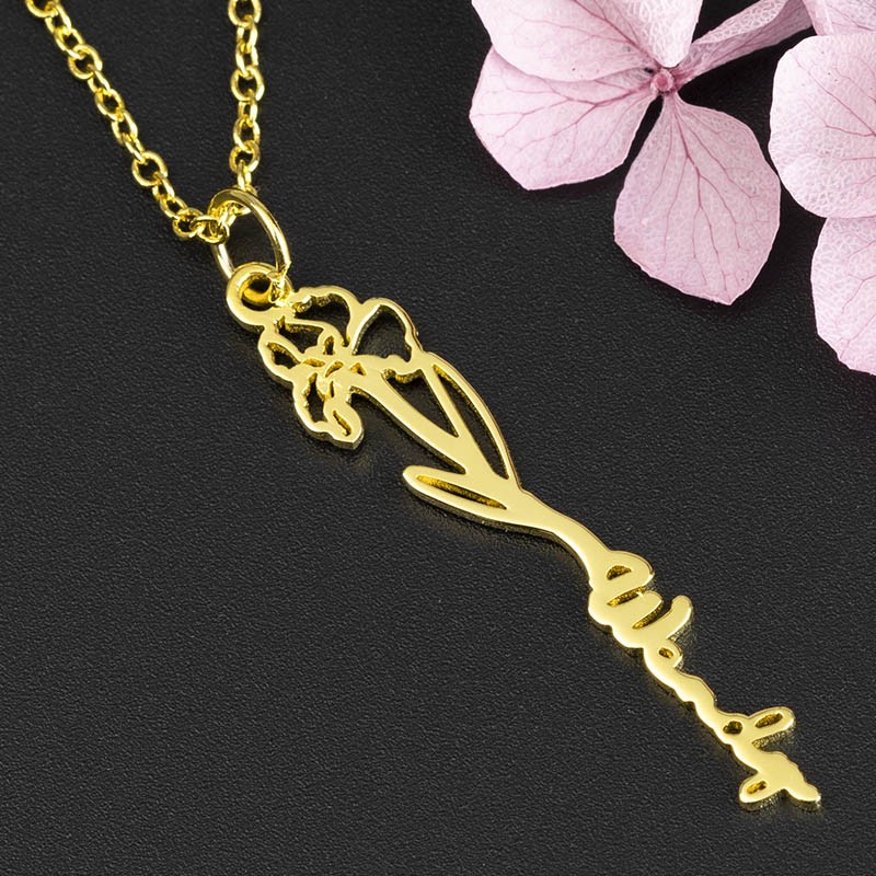 Personalisierte Blumennamenskette mit Geburtsblumengeschenk für Sie