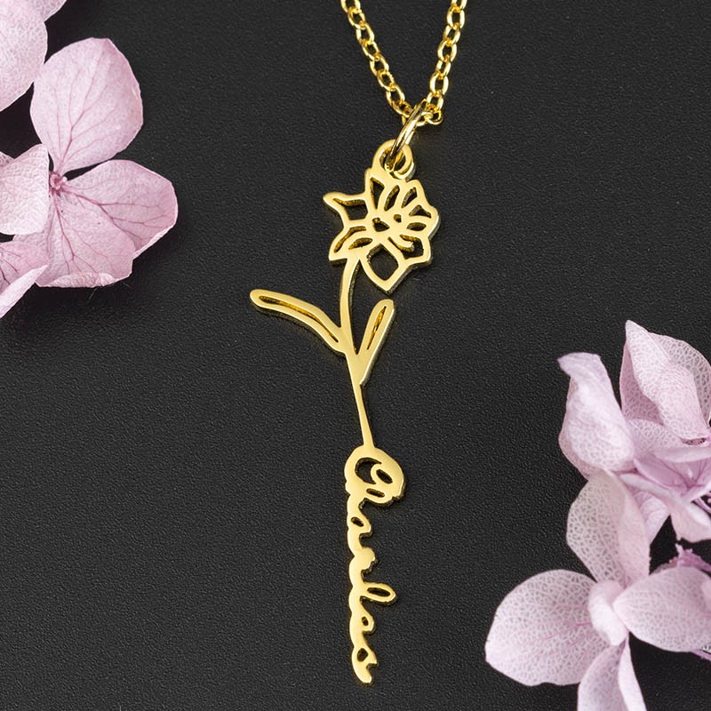 Personalisierte Blumennamenskette mit Geburtsblumengeschenk für Sie