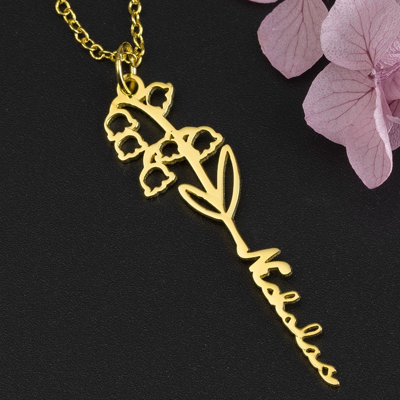 Personalisierte Blumennamenskette mit Geburtsblumengeschenk für Sie