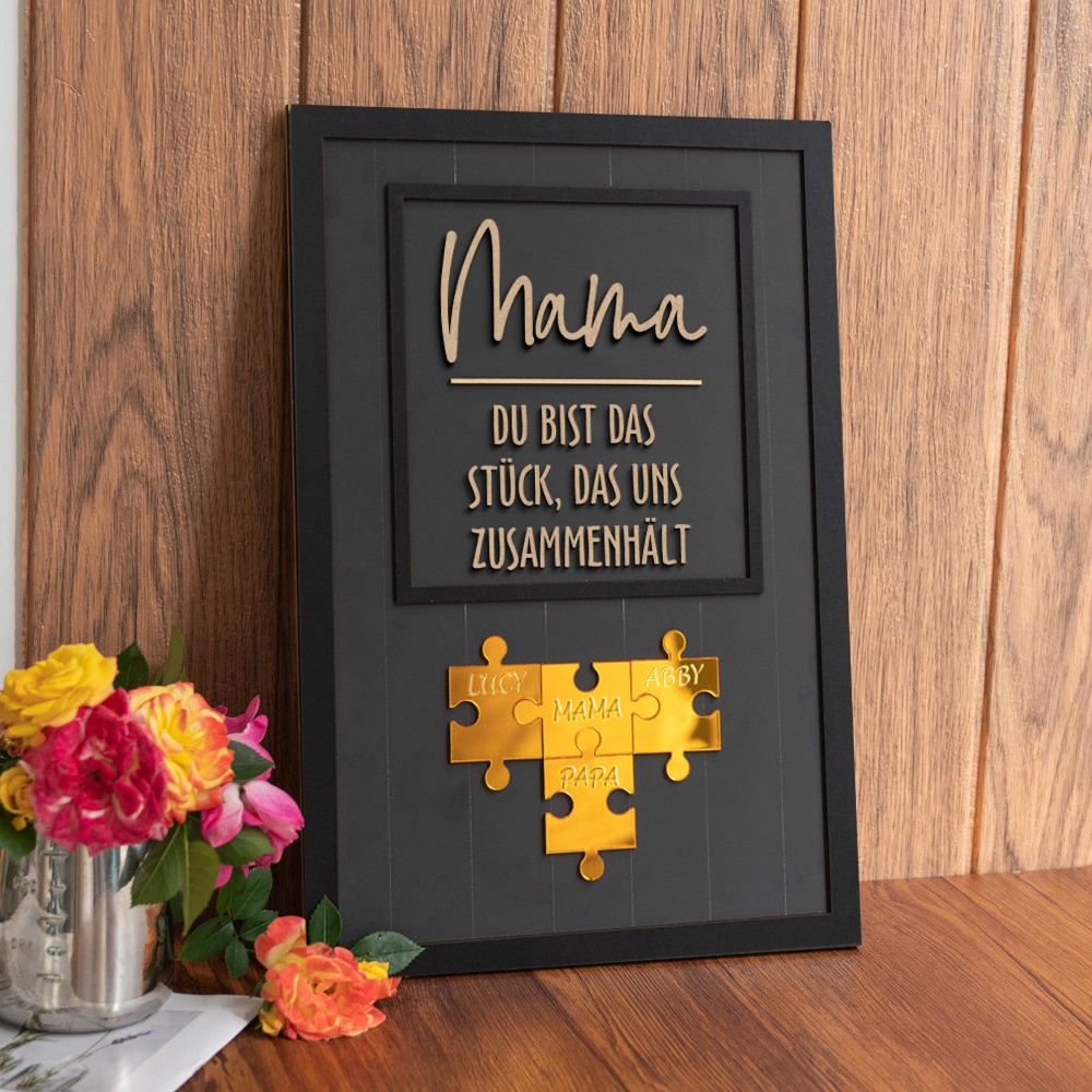 Benutzerdefinierte Mama Puzzle Zeichen mit Namen der Kinder für Mama Oma Muttertag