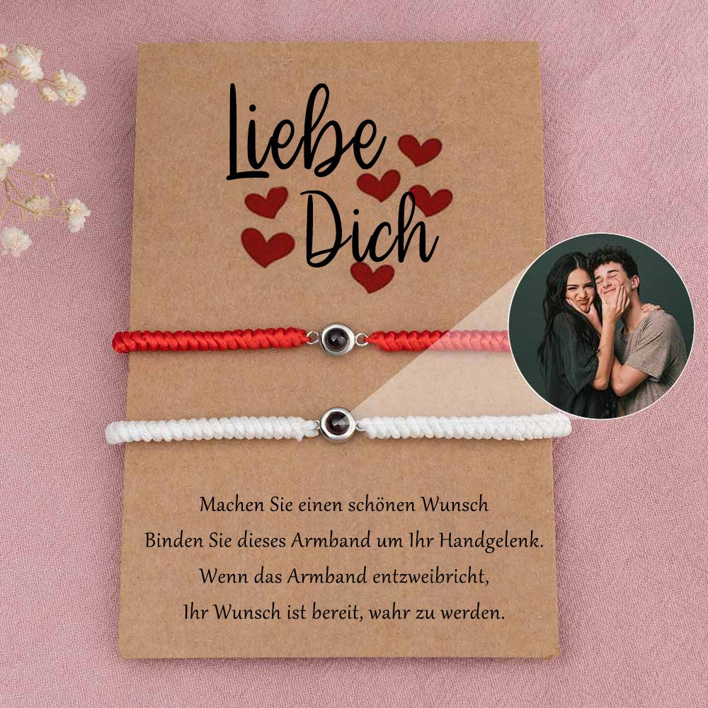 Personalisiertes Foto-Projektionsarmband für ein Paar zum Valentinstag