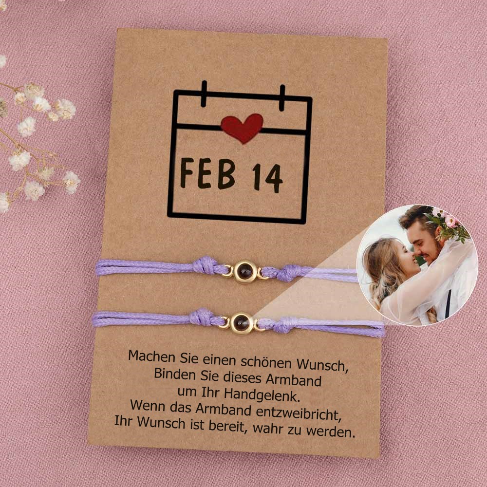 Personalisiertes Erinnerungs-Fotoprojektionsarmband für Paare zum Valentinstag
