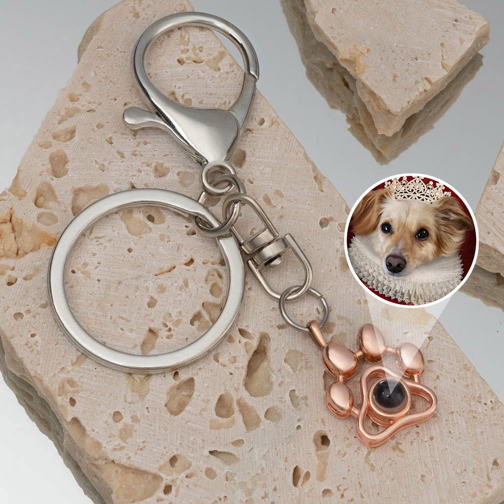 Personalisierter Fotoprojektions-Schlüsselanhänger für Hunde-Haustierliebhaber
