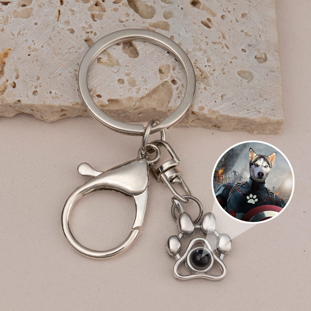 Personalisierter Fotoprojektions-Schlüsselanhänger für Hunde-Haustierliebhaber