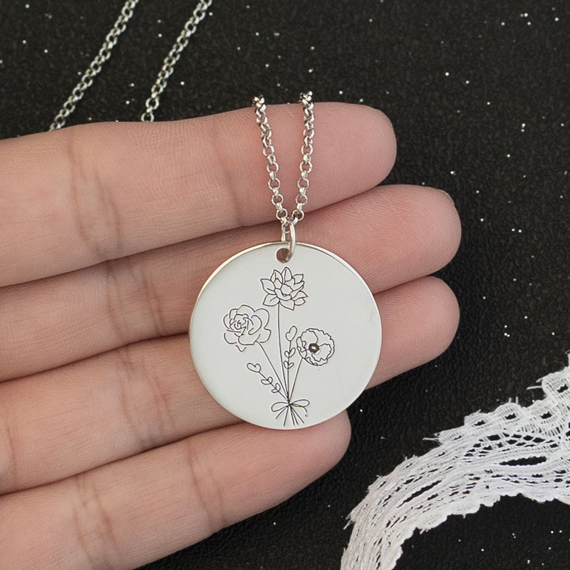 Individuelle Halsketten mit Geburtsblumenstrauß für Sie
