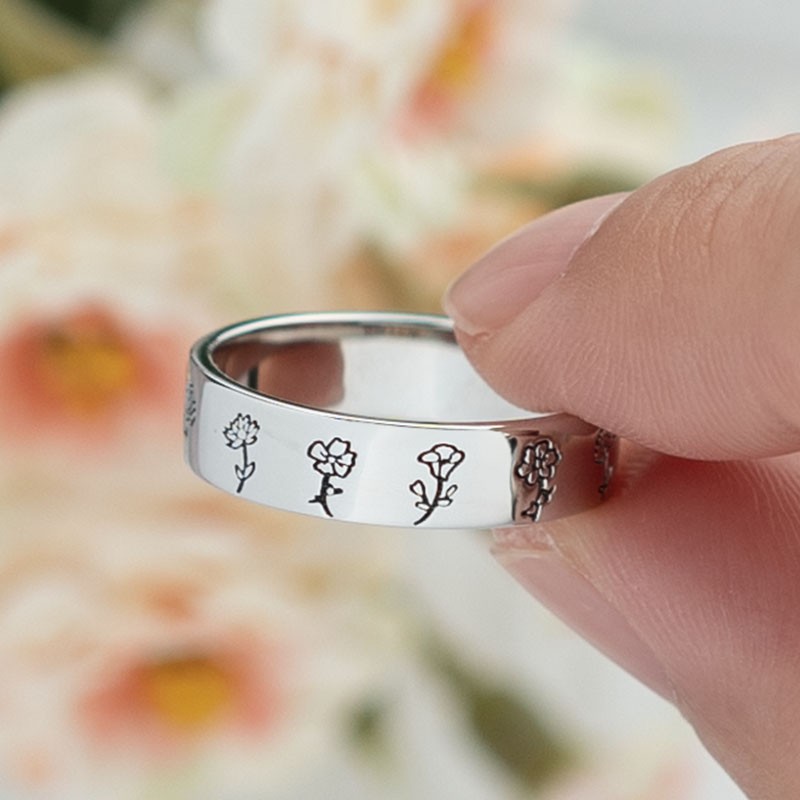 Familien-Geburtsblumen-Monatsring, personalisiertes Geschenk für Sie