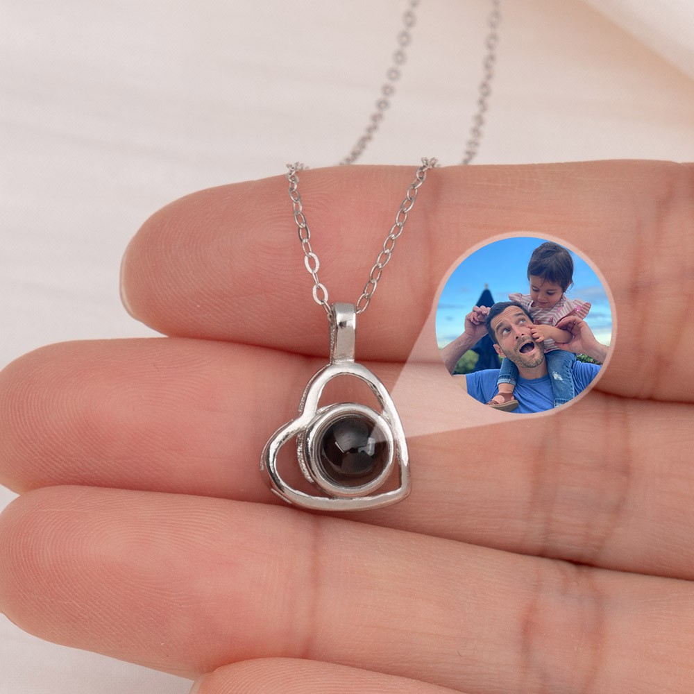 Personalisierte Fotoprojektions-Herz-Halskette für Tochter von Mama