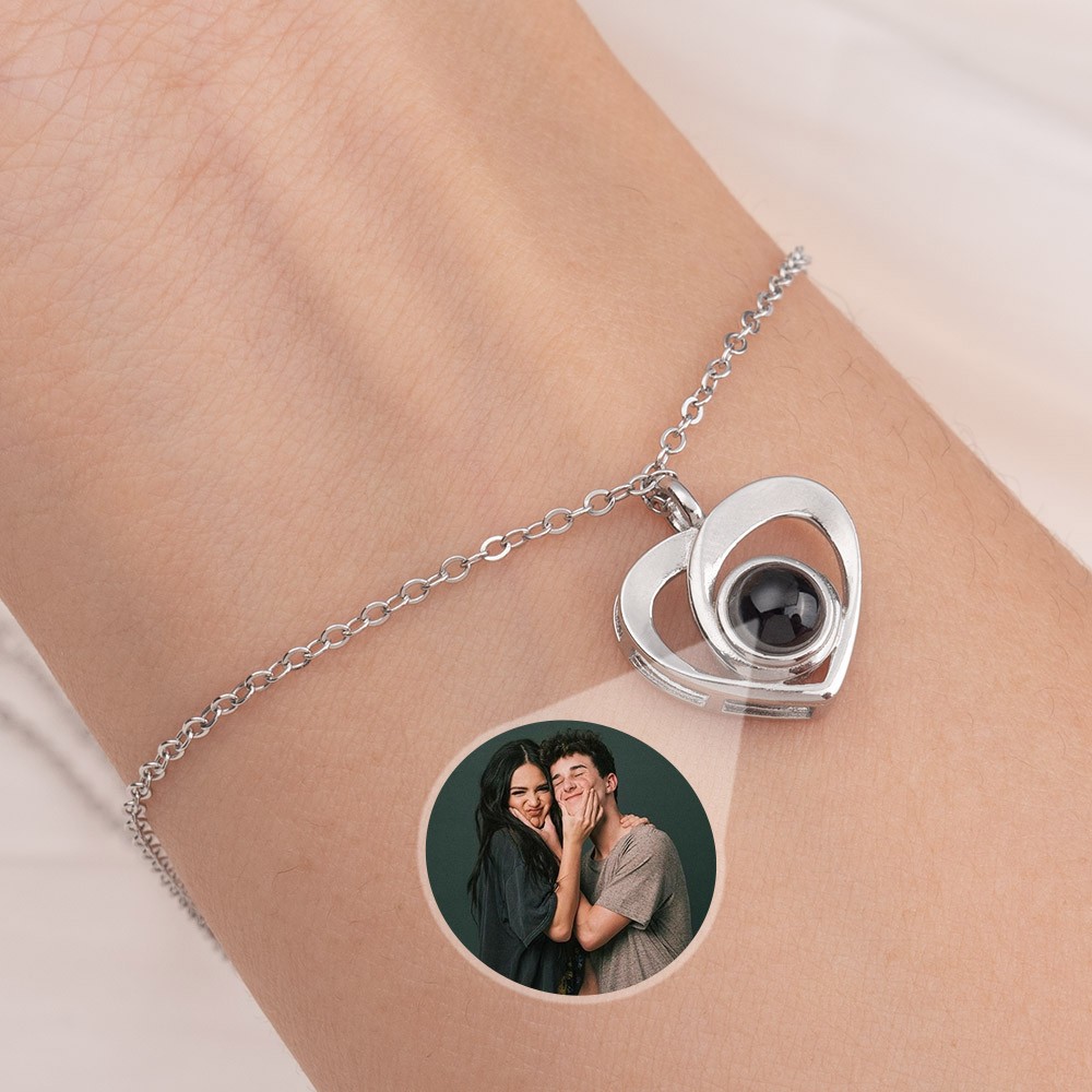 Personalisiertes Memorial-Fotoprojektions-Herz-Charm-Armband