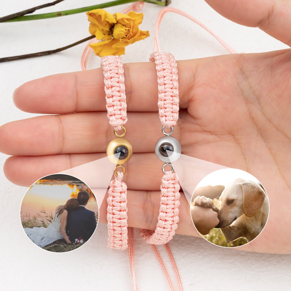 Personalisiertes Fotoprojektions-Charm-Armband für den Valentinstag der Frau, Seelenverwandte