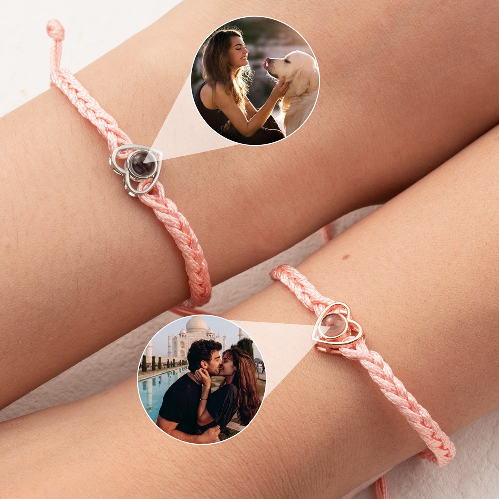 Personalisiertes Herzarmband mit Fotoprojektion für Ehefrau, Seelenverwandte, Geschenkideen zum Valentinstag
