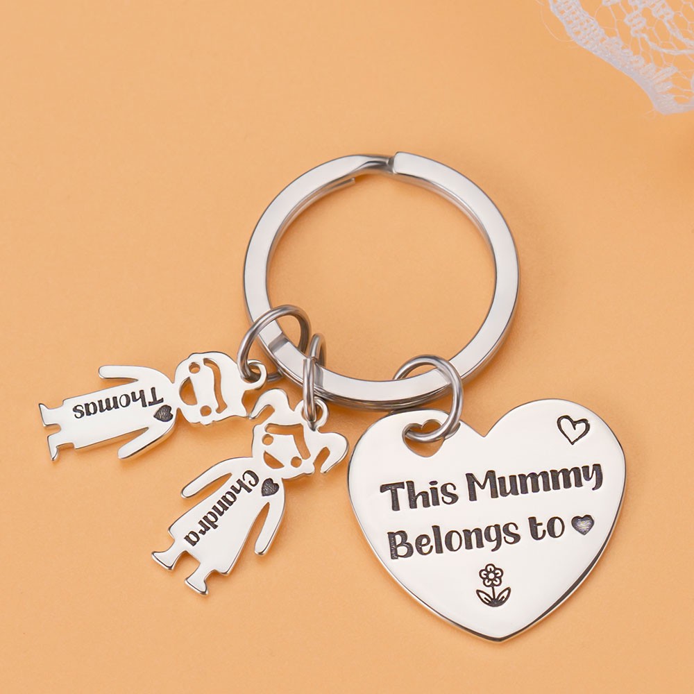 Personalisierte 1-10 Kinder Charms Gravur Name Schlüsselanhänger Geschenke zum Muttertag