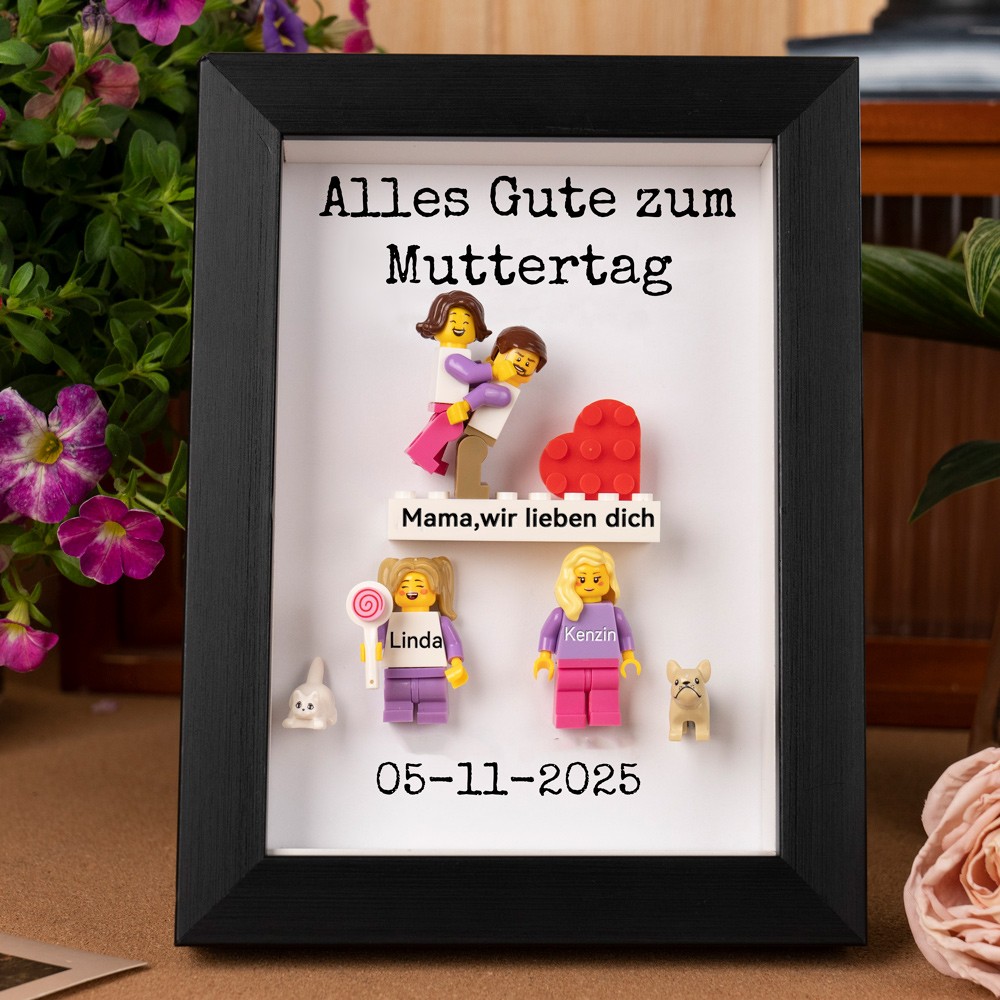 Personalisierte Kleine Figur mit Rahmen und Ziegelstein für Mama Muttertag Geschenk
