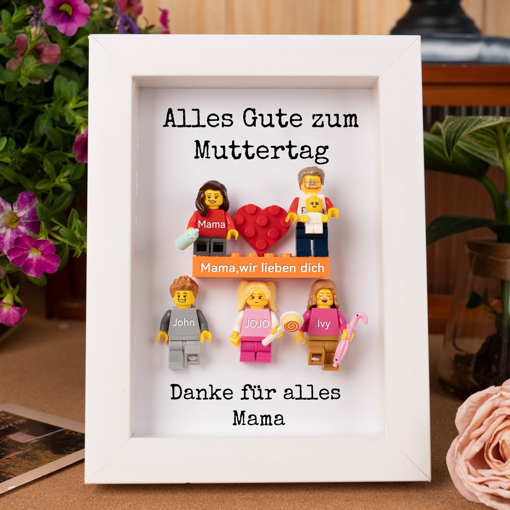 Personalisierte Kleine Figur mit Rahmen und Ziegelstein für Mama Muttertag Geschenk