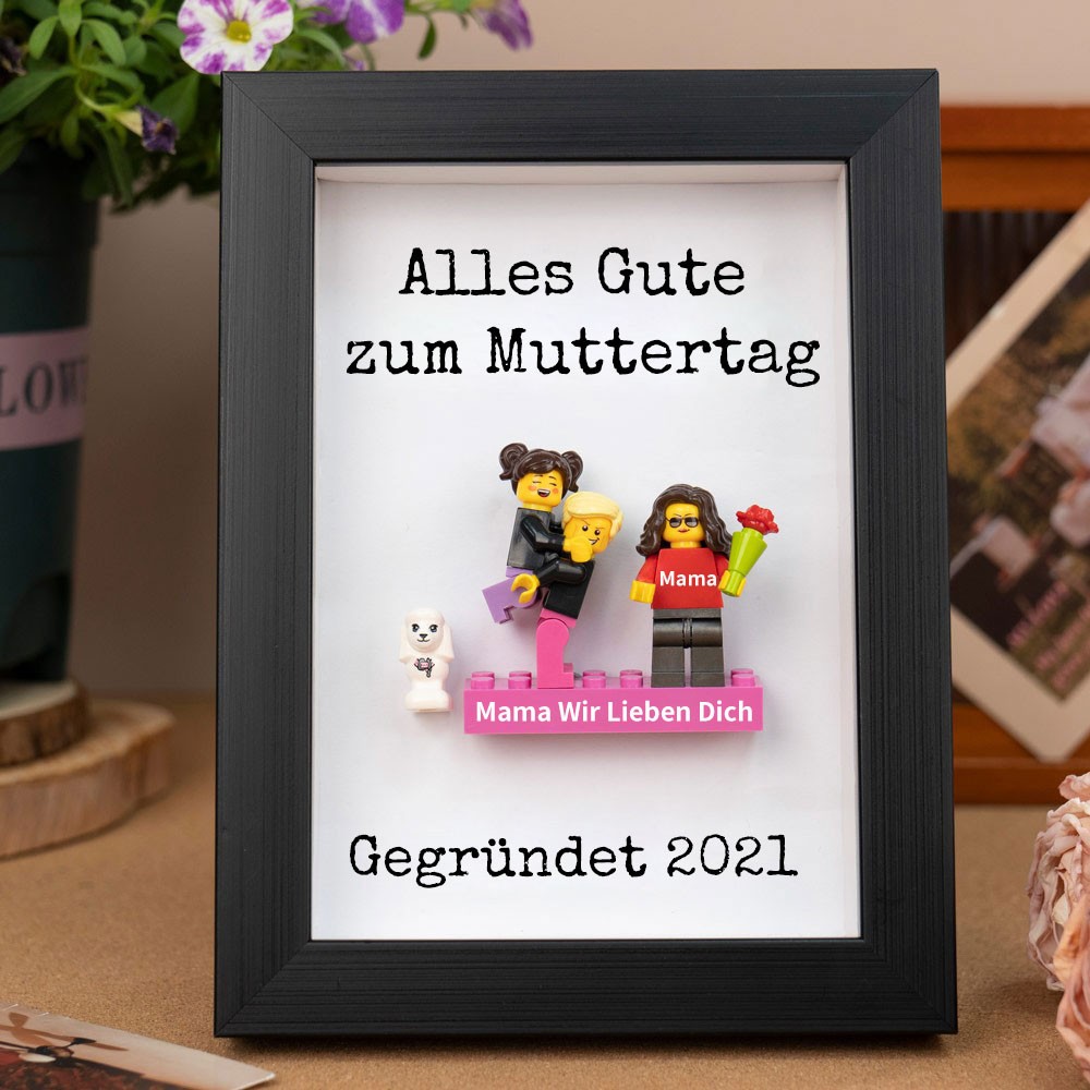 Personalisierte Kleine Figur mit Rahmen und Ziegelstein für Mama Muttertag Geschenk
