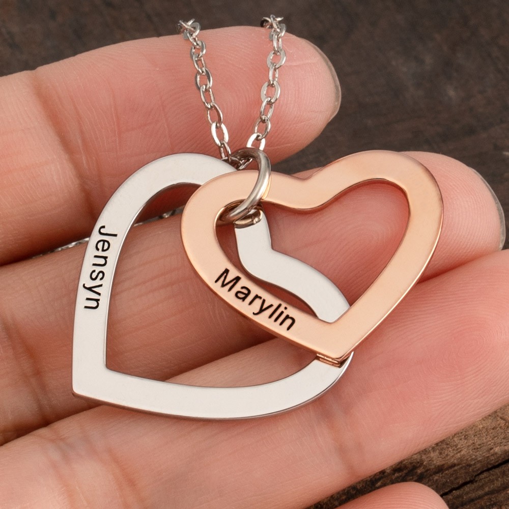Personalisierte Herz-Namensketten für Paare als Valentinstagsgeschenk