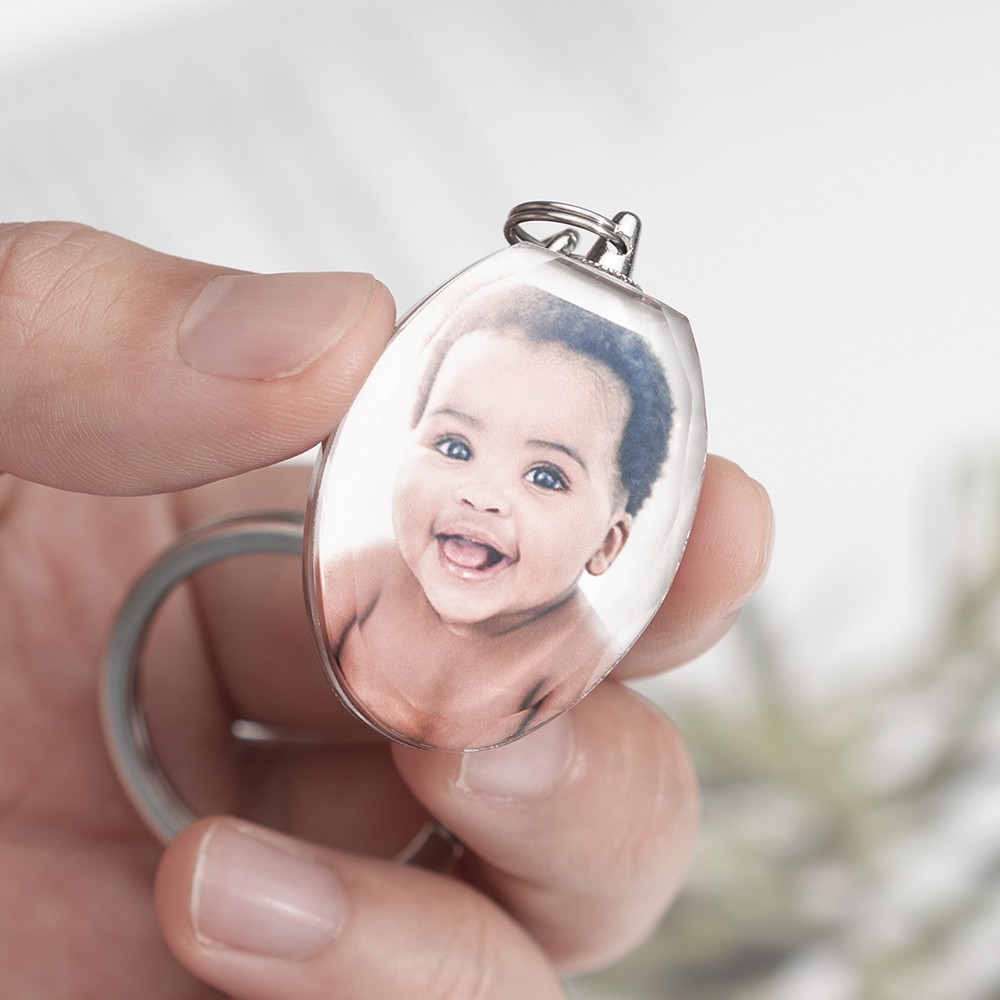 Benutzerdefinierter Kristall Foto Schlüsselanhänger Personalisiertes Baby Kinder Geschenk