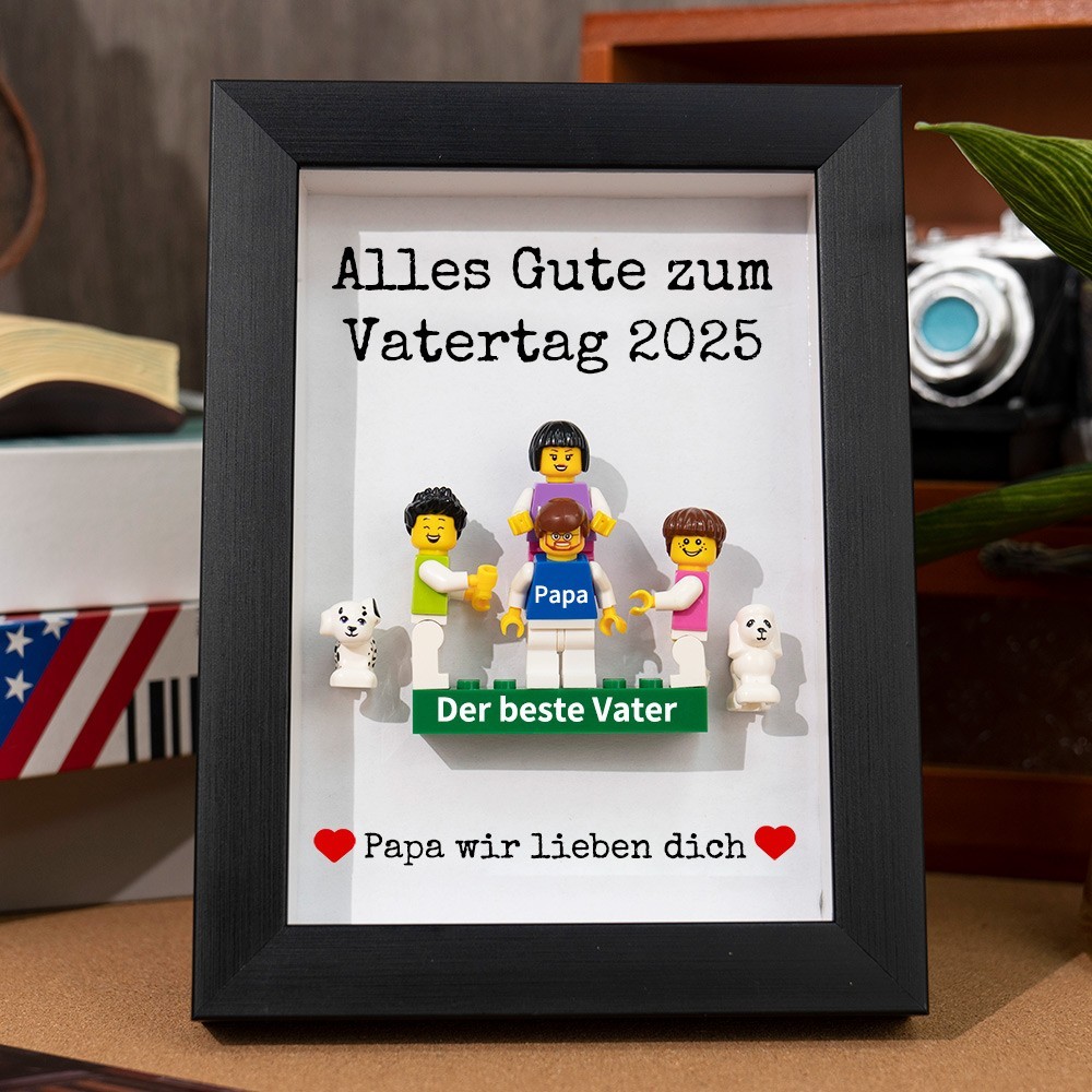 Personalisierte Kleine Figur mit Rahmen und Ziegelstein für Papa Vatertag Geschenk