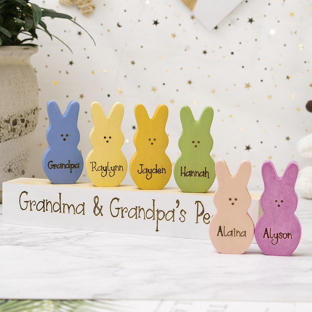 Ostern Peeps Zeichen personalisierte gravierte Name Holzhase Wohnkultur Opa Oma Geschenk
