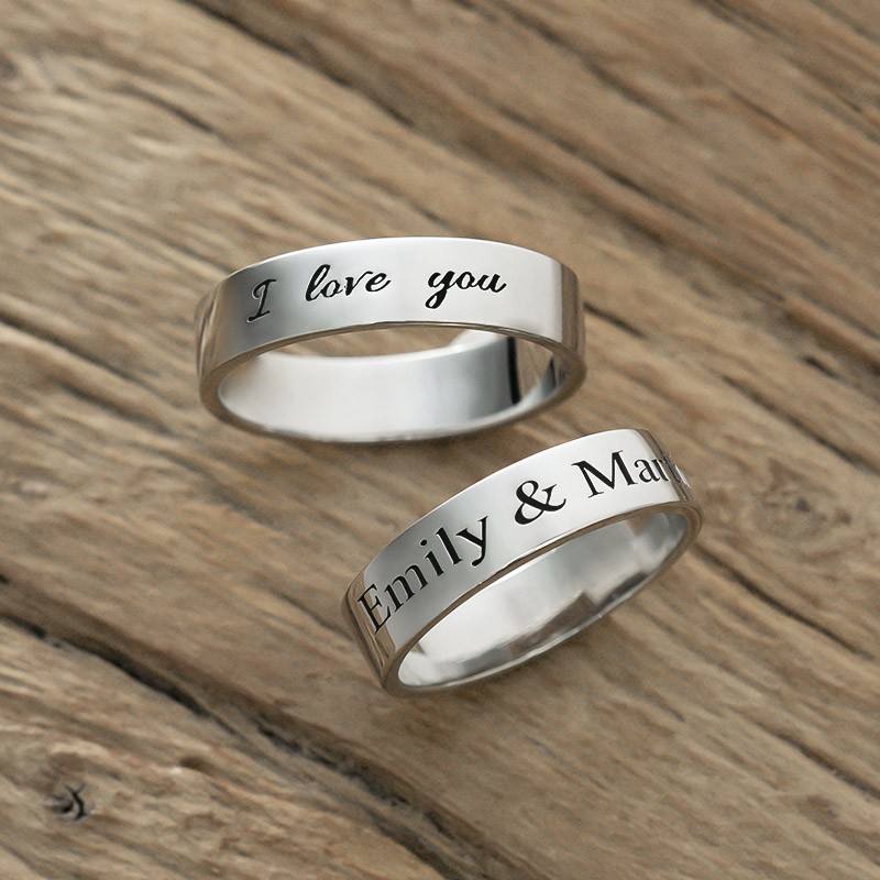 Personalisierter passender Ring schwören Stapelring 2er-Set