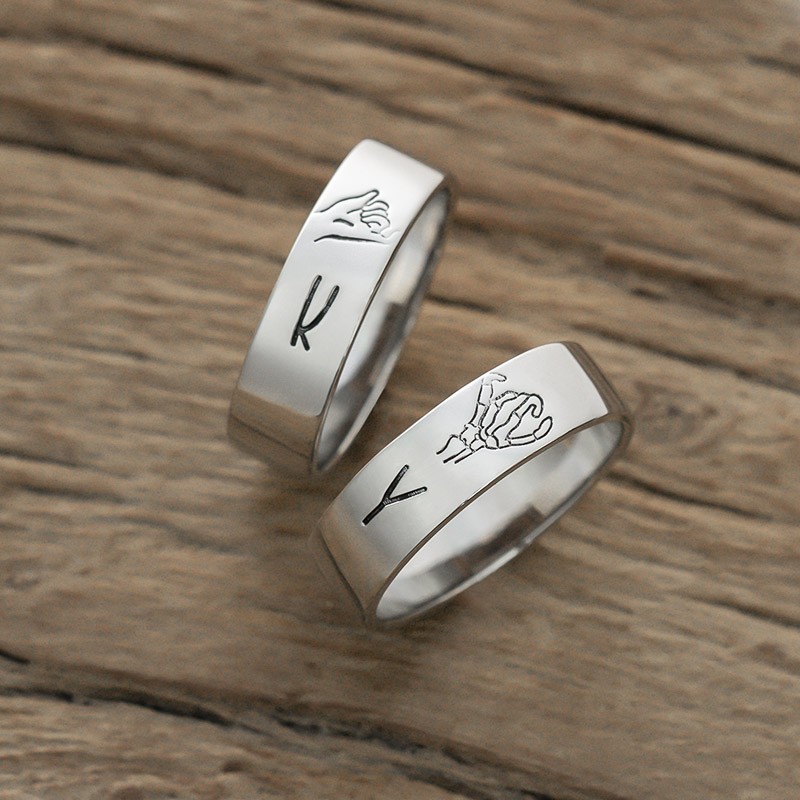 Personalisierter passender Ring schwören Stapelring 2er-Set
