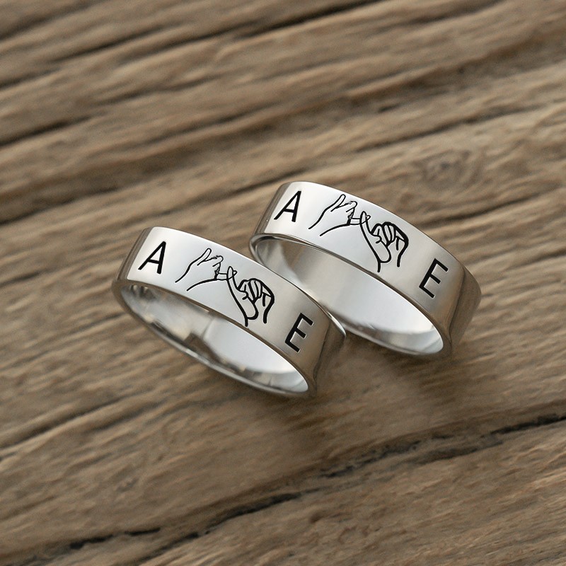 Personalisierter passender Ring schwören Stapelring 2er-Set