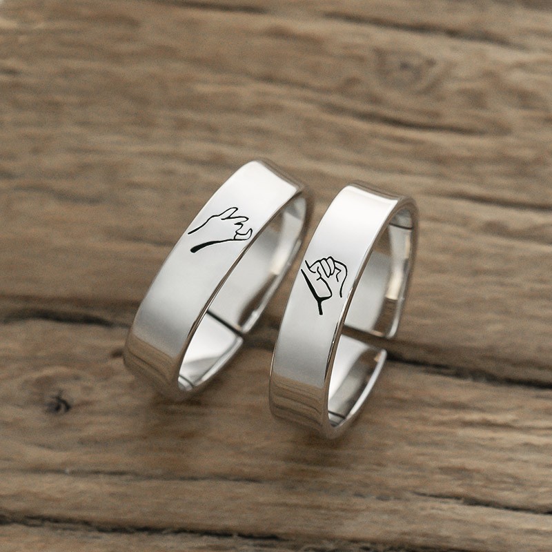 Personalisierter passender Ring schwören Stapelring 2er-Set